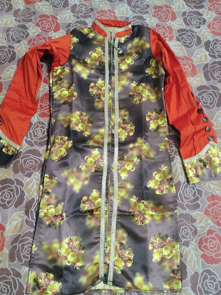 kids Designer Kurta with Floral Print
