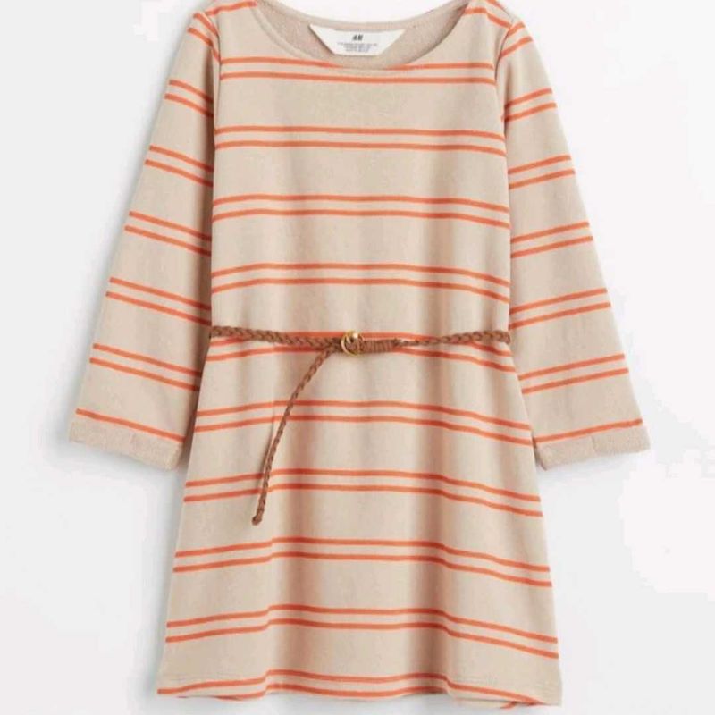 Striped Long Sleeve Dress with Belt