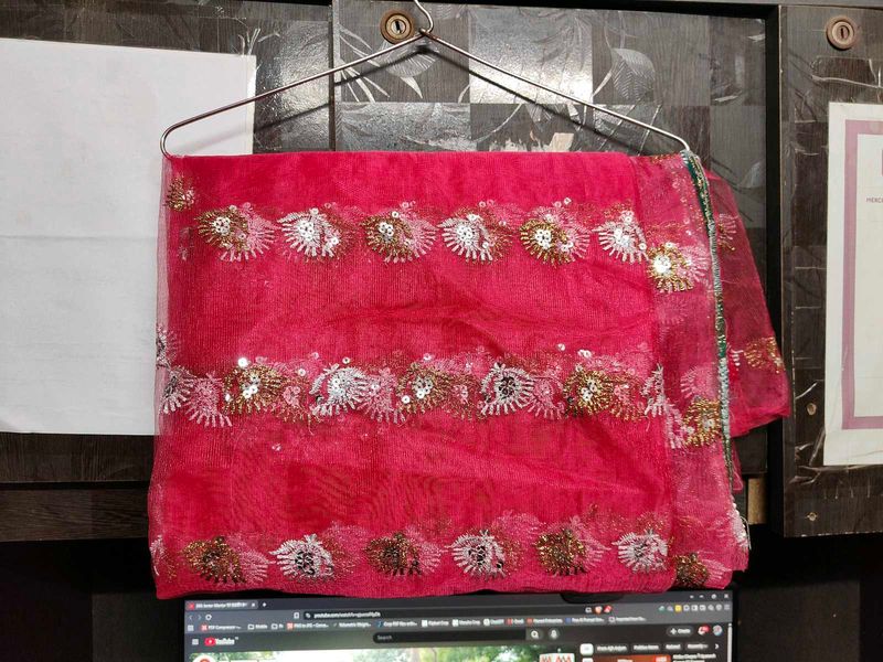 Stunning Pink Embellished Saree