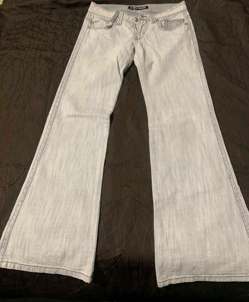 Low-Rise Light Wash Flared Jeans