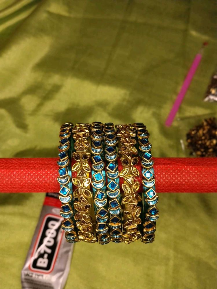 Stunning Blue &amp; Gold Bangles
