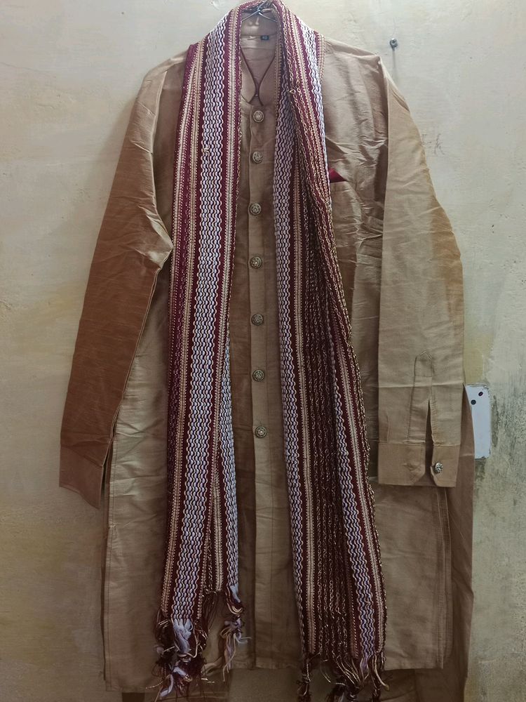 Men's Golden Sherwani Set