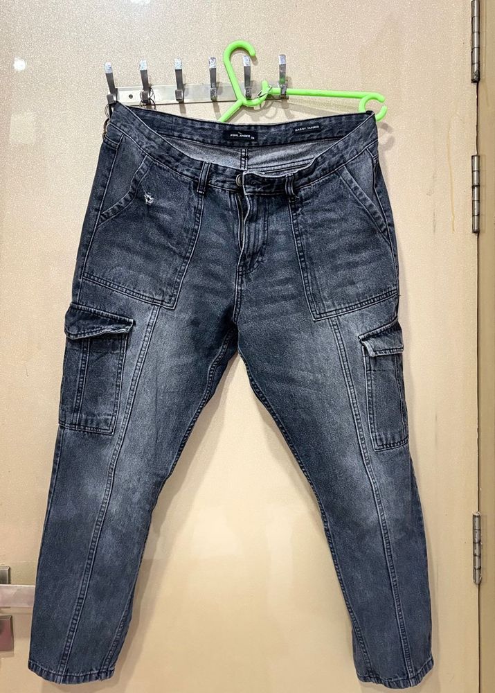 Stylish Grey Cargo Jeans