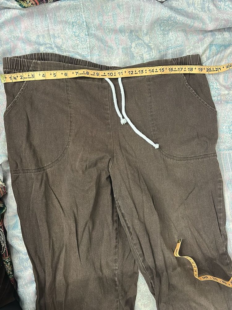 Brown Drawstring Waist Pants