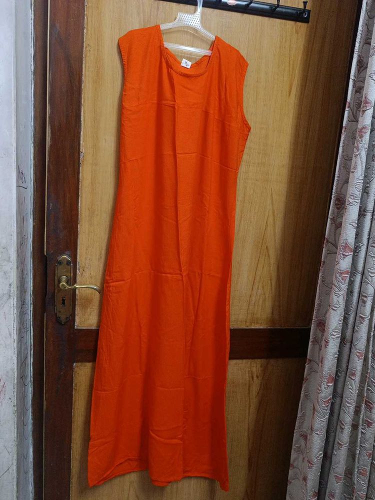 Vibrant Orange Sleeveless Kurta