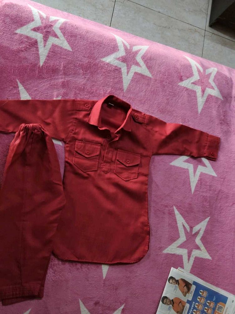 Boys' Red Kurta Pajama Set