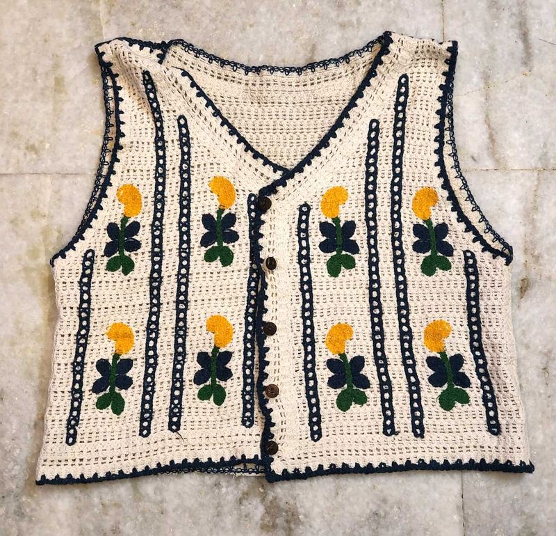 Crochet Flower Vest