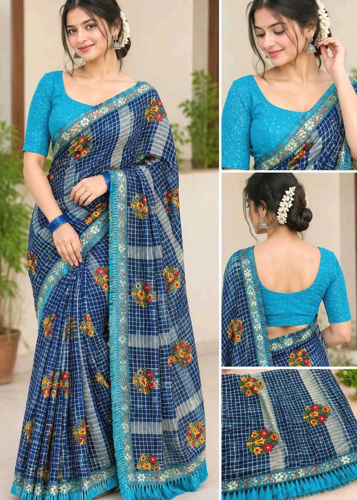 Beautiful Blue Saree with Blouse