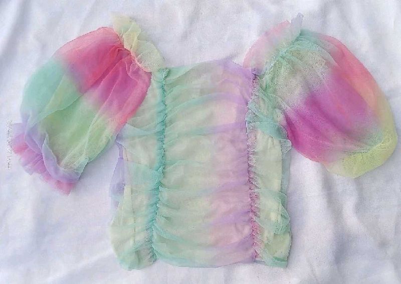 New Multi Colour  Crop Top ( Soft Net)