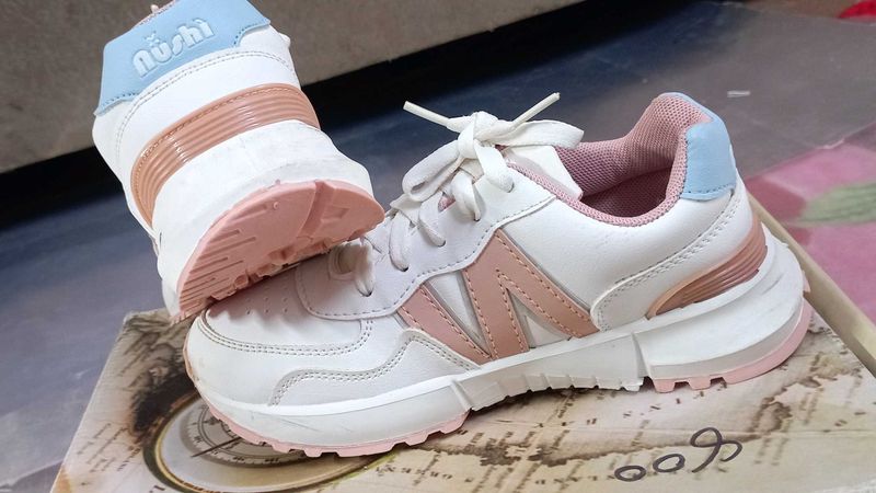Wait and Peach Sneaker For Girls