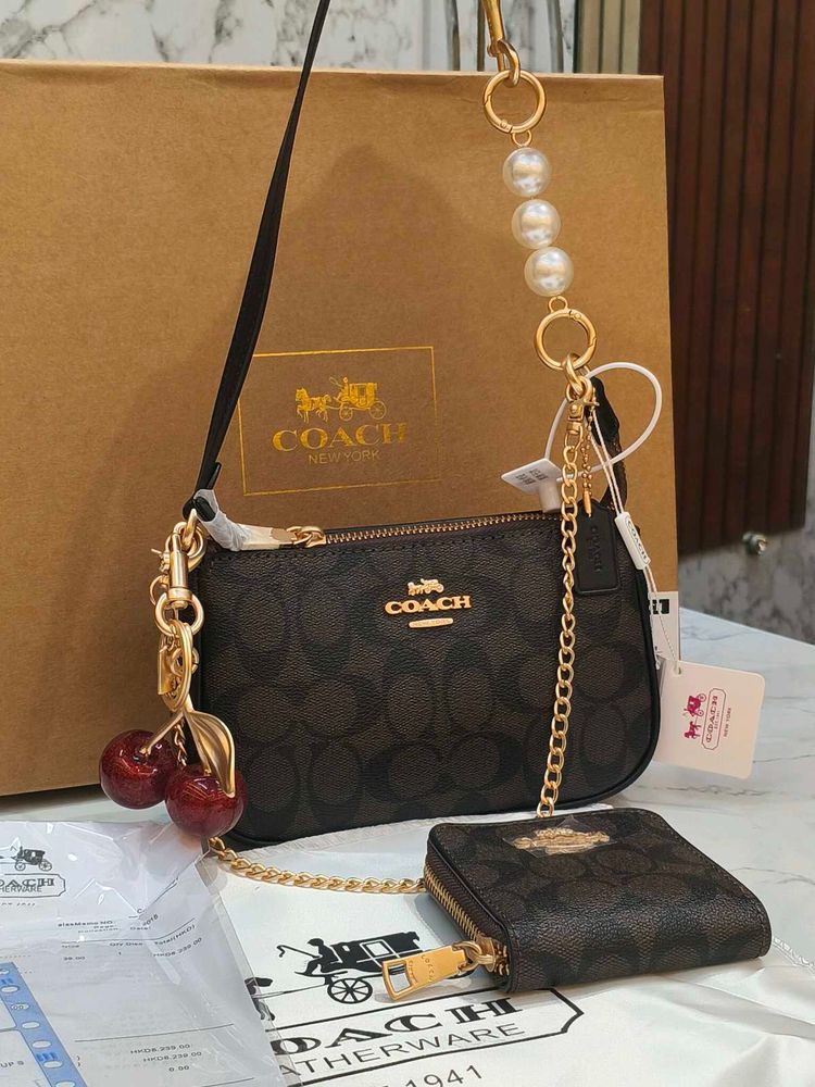Coach Nolita Brown gift packaging (pouch&amp;charm)