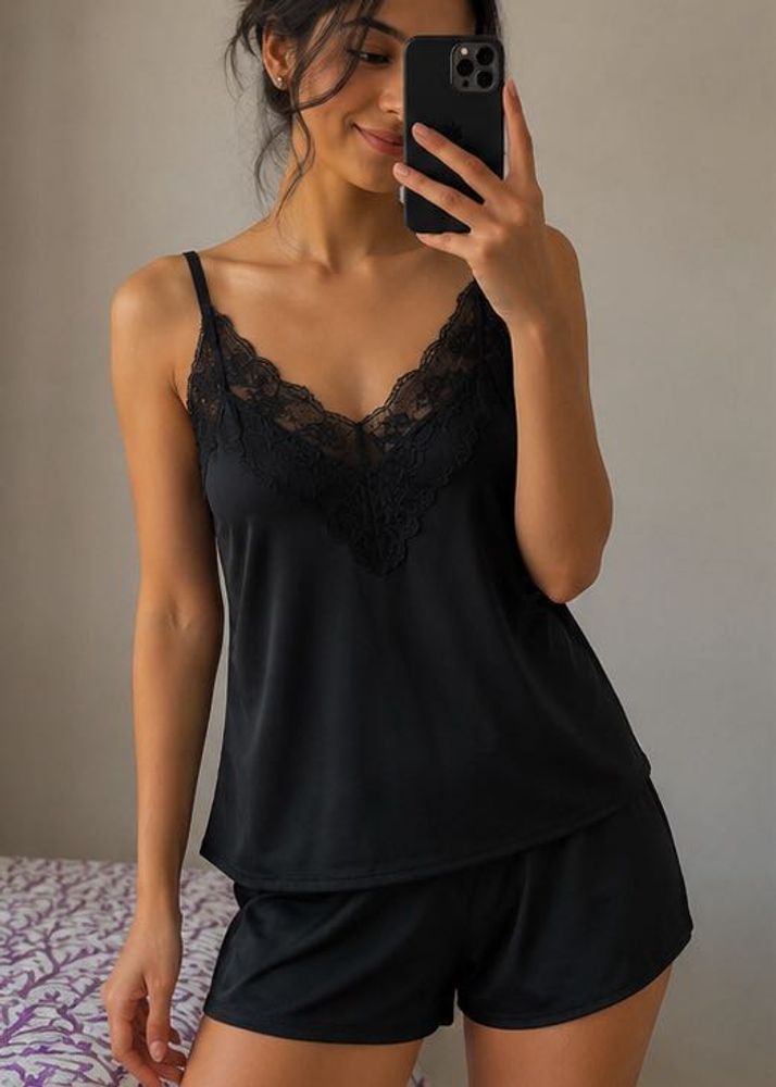Lace Trim Cami Set
