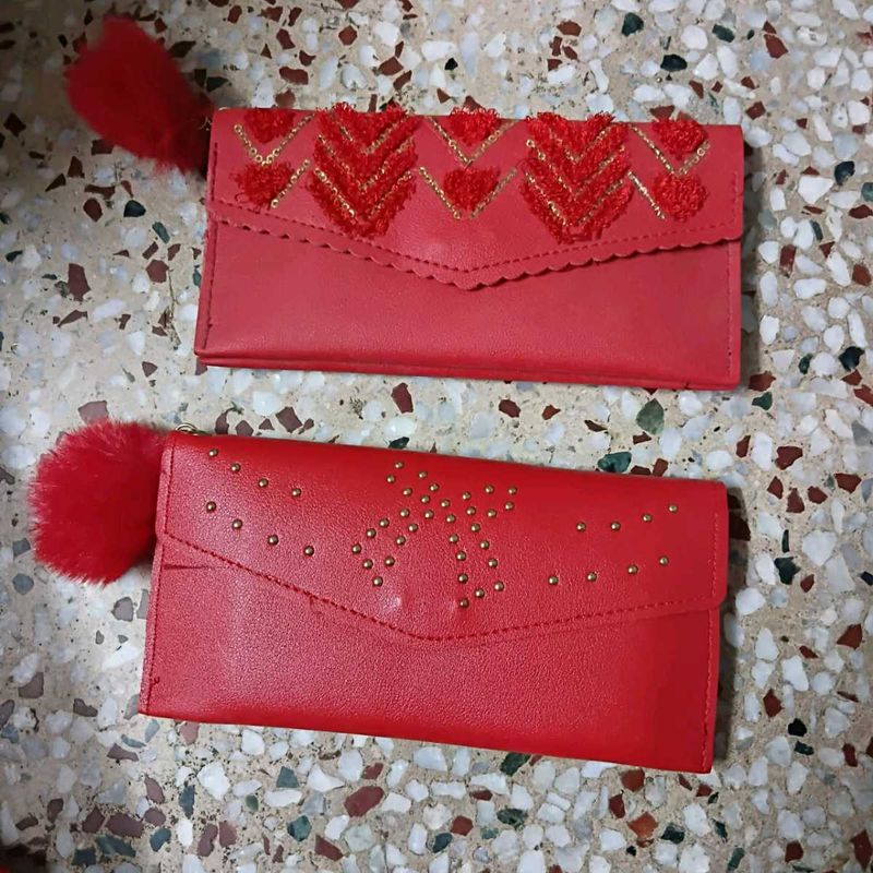 Red Embellished Wallets