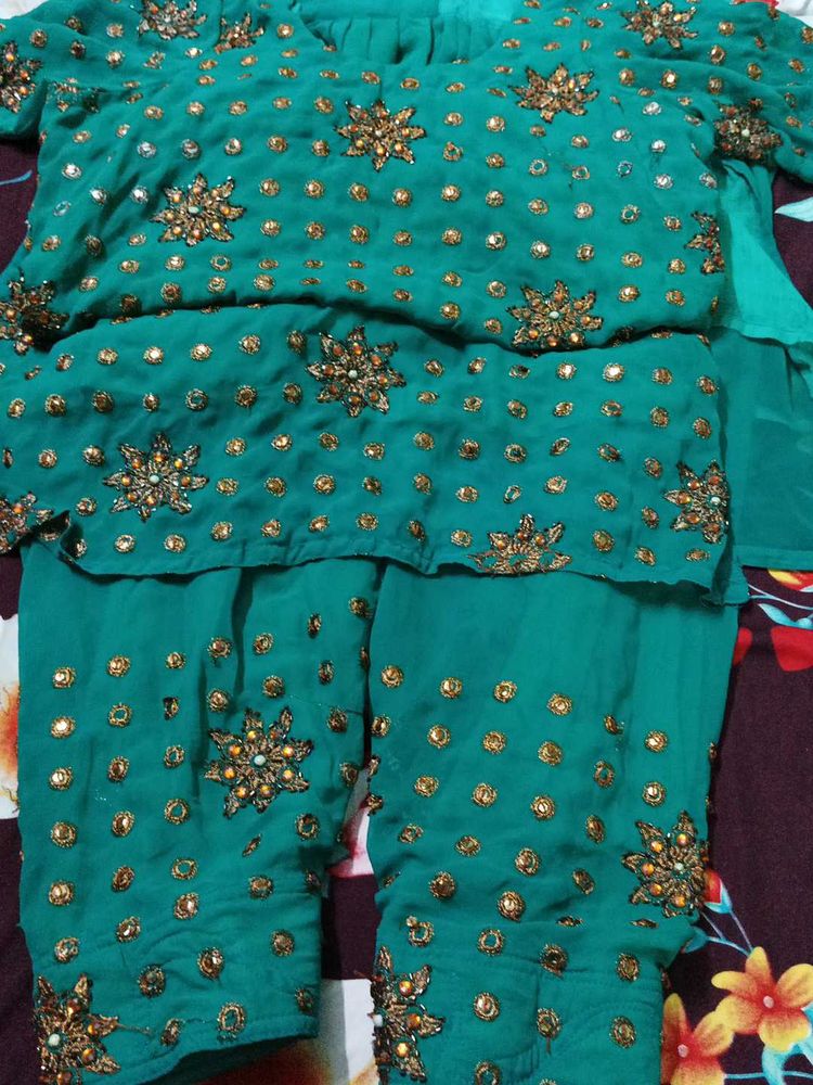 Embellished Teal Kurta Set XXL and 3xl size availa