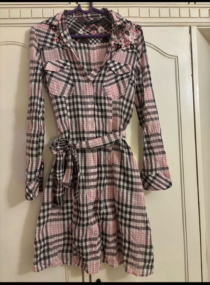 Chic Plaid Shirt Dress