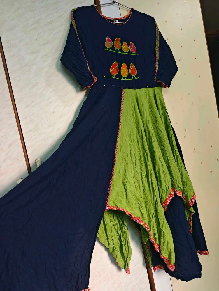 Unique Navy Green Kurta 💙💚