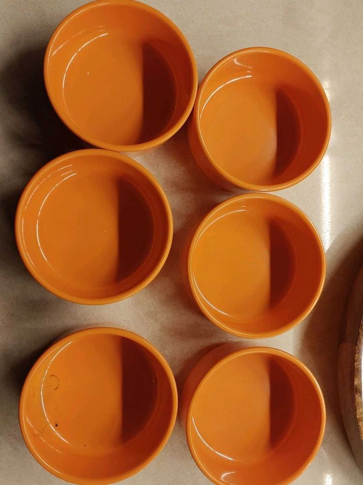 Set of 6 Serve Well Orange Bowls