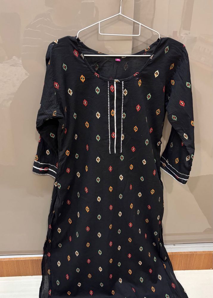 Stylish Black Printed Kurta