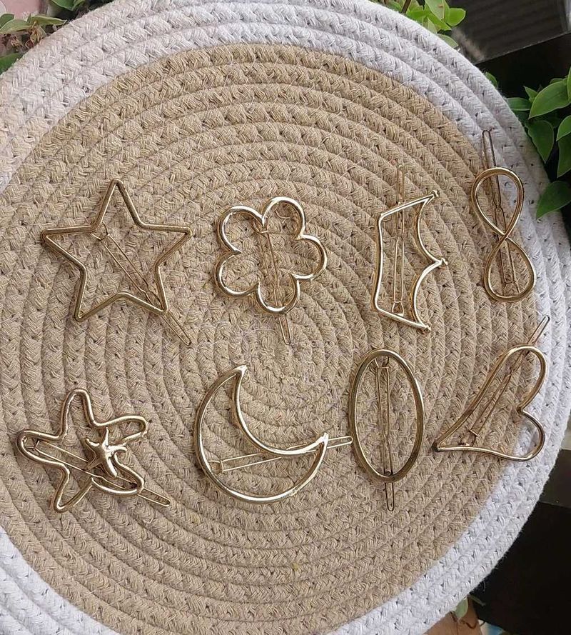Set of 8 Celestial &amp; Geometric Hair Clips