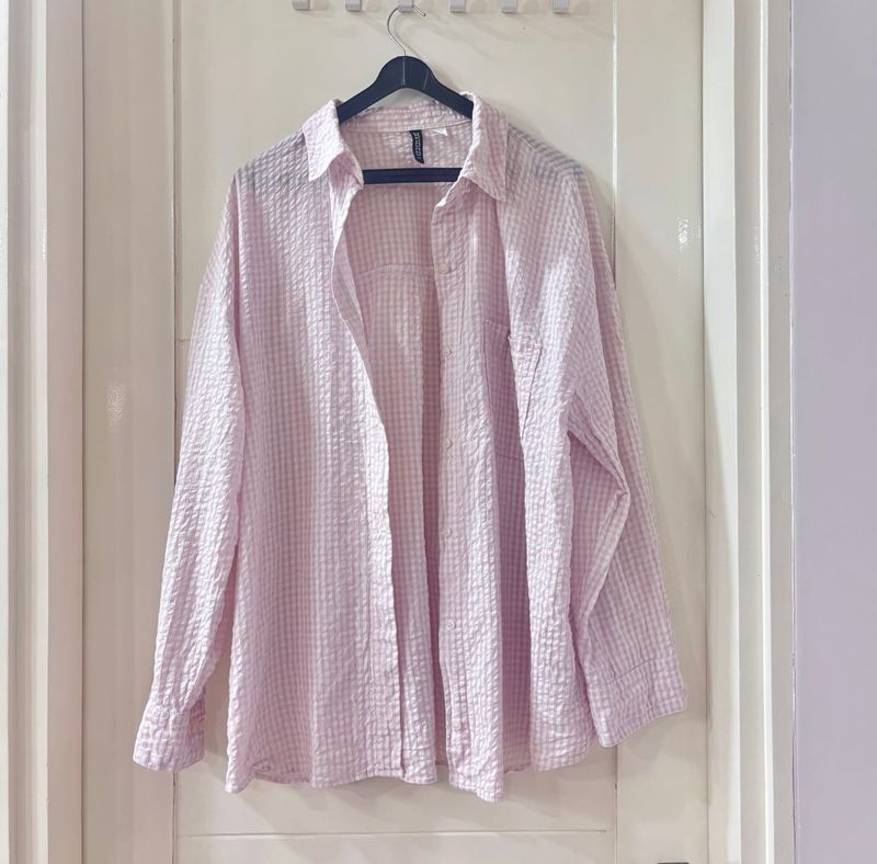 Light Pink Gingham Oversized Shirt