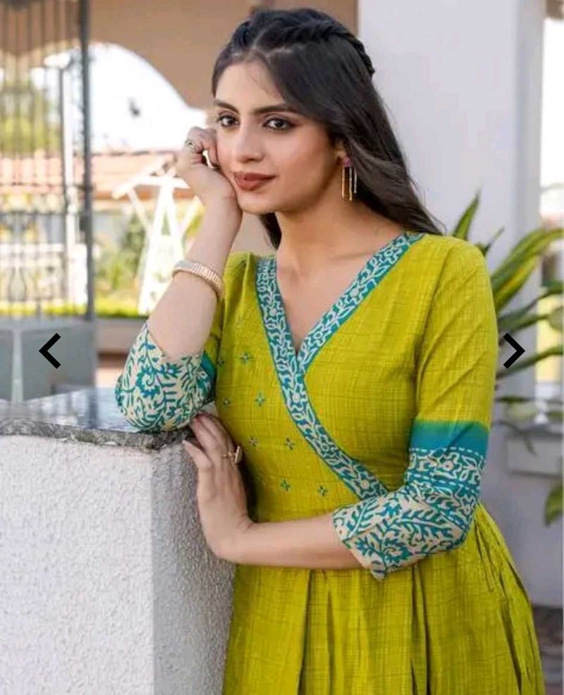Beautiful lime green printed kurta