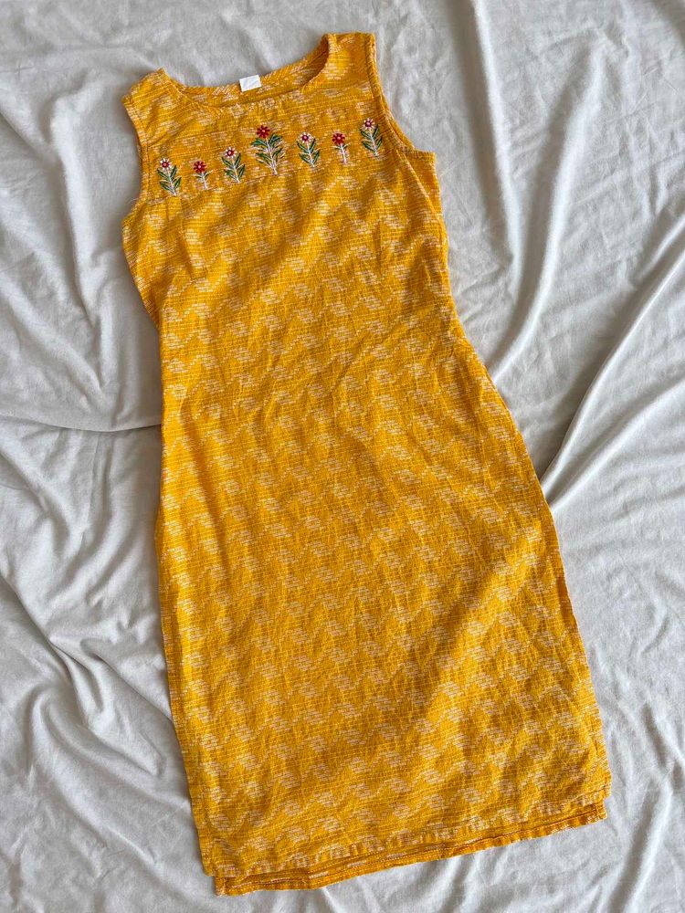 Vibrant Yellow Embroidered Kurta