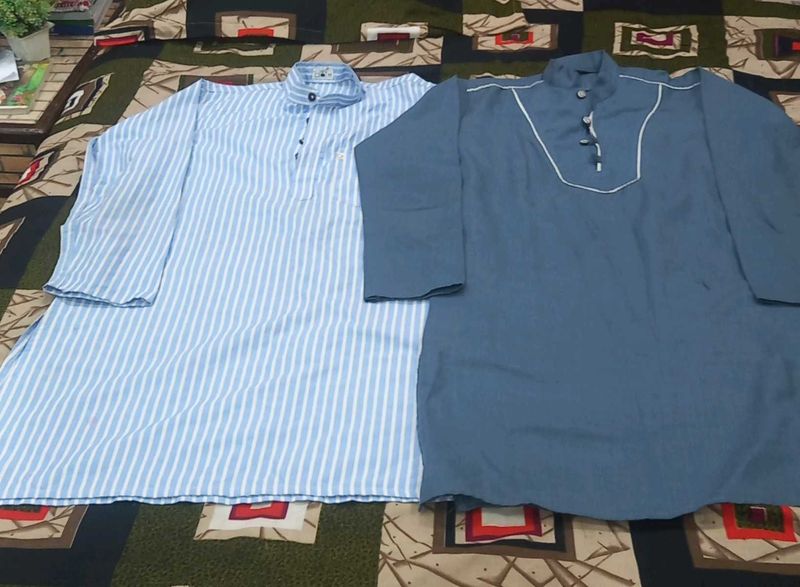 Men's Kurta Set - Blue &amp; Striped