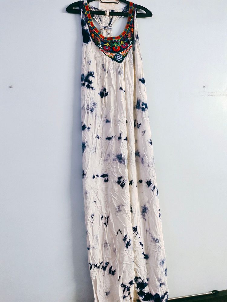Tie Dye Embroidered Maxi Dress....