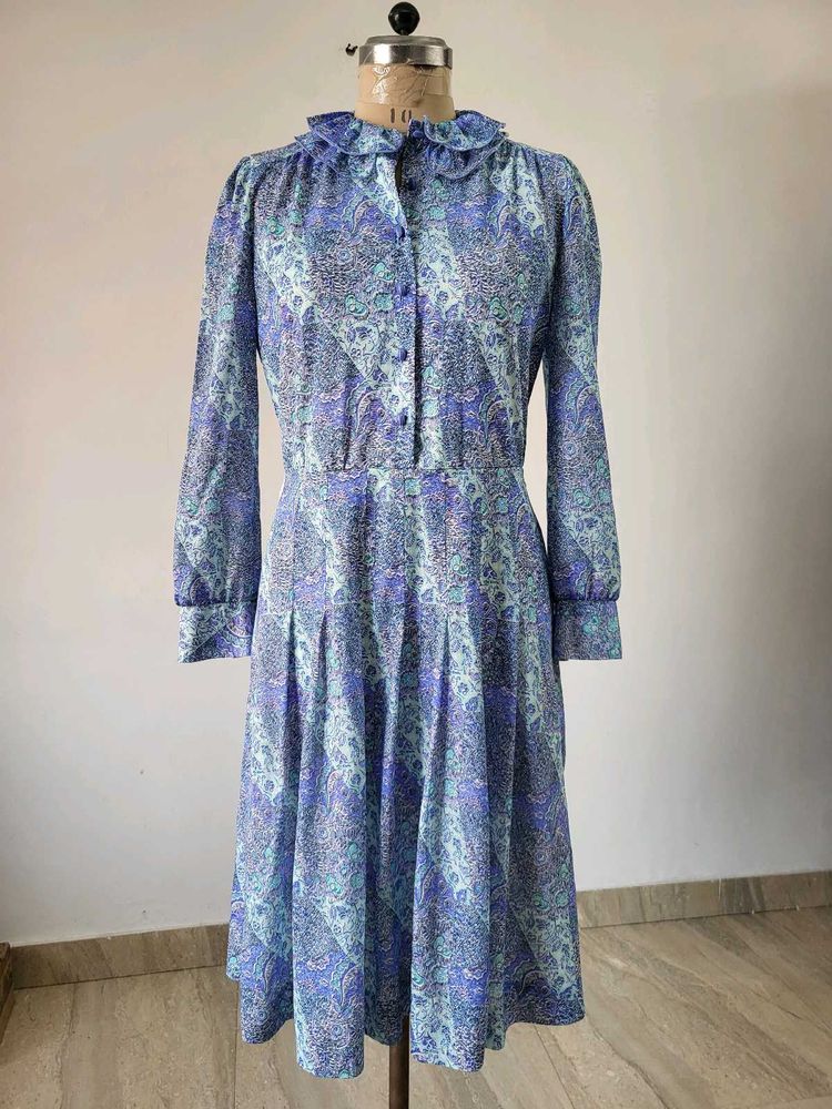 Vintage Paisley Print Midi Dress Length 42 Inches