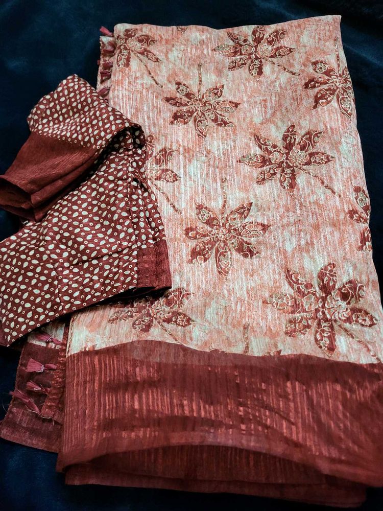 Beautiful Floral Saree with Blouse
