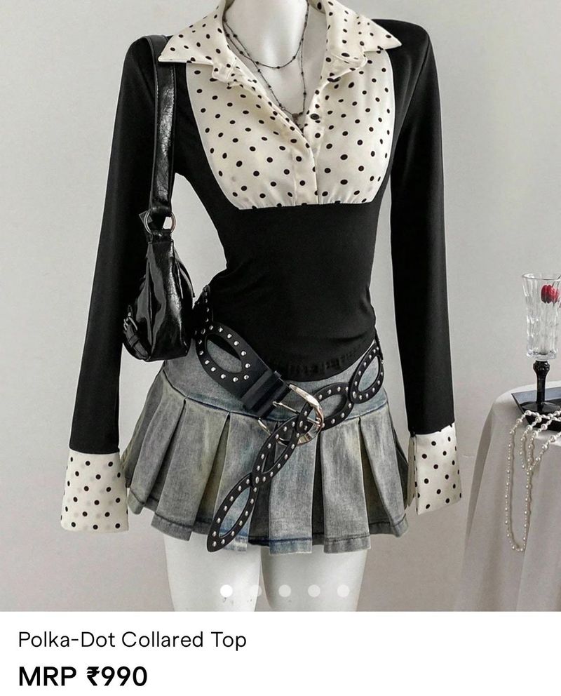 Savana Polka Dot Collared Top