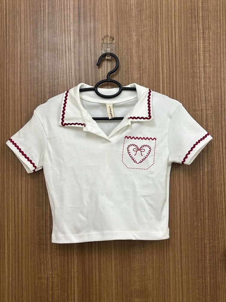 Cute Bow White Cropped Top