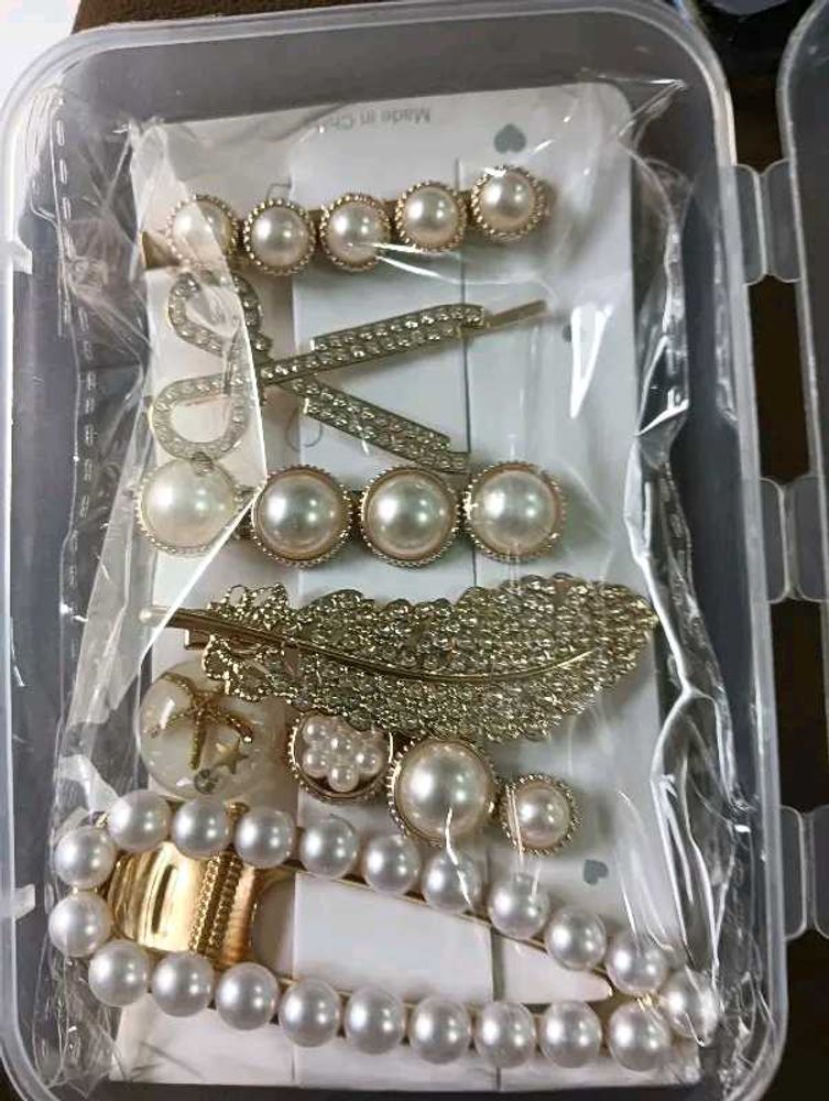 Pearl &amp; Rhinestone Hair Clip Set