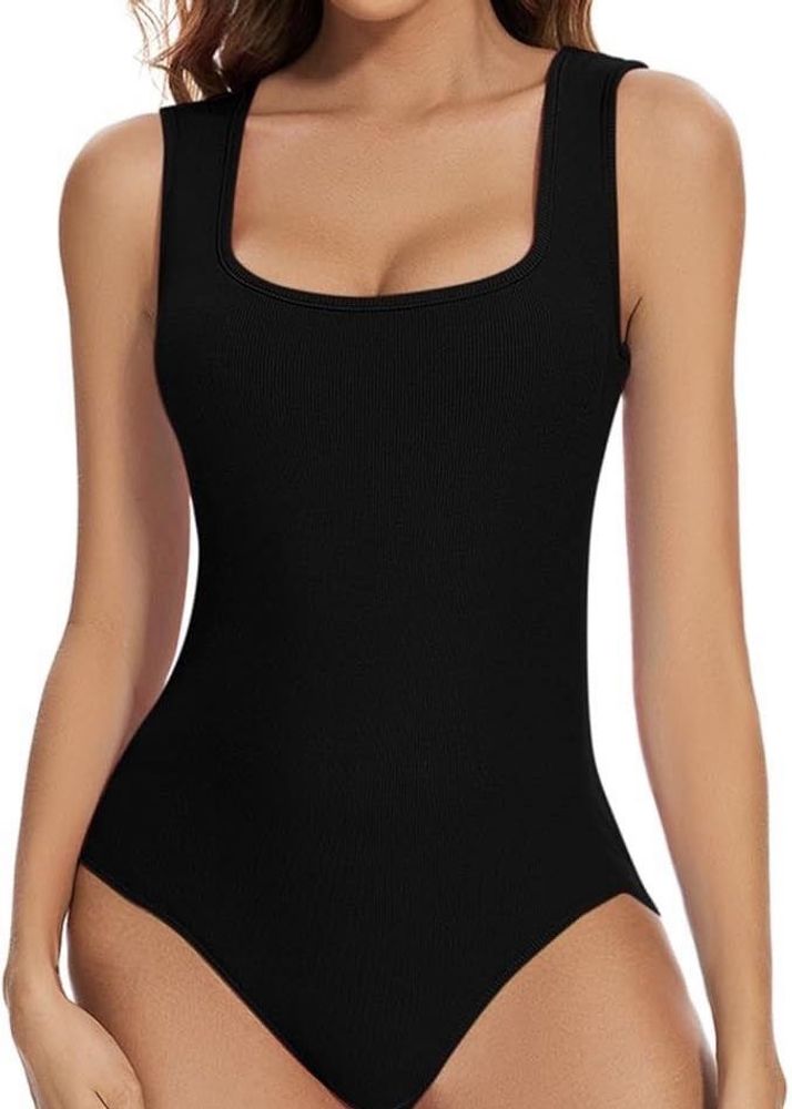 Sleek Black Ribbed Bodysuit