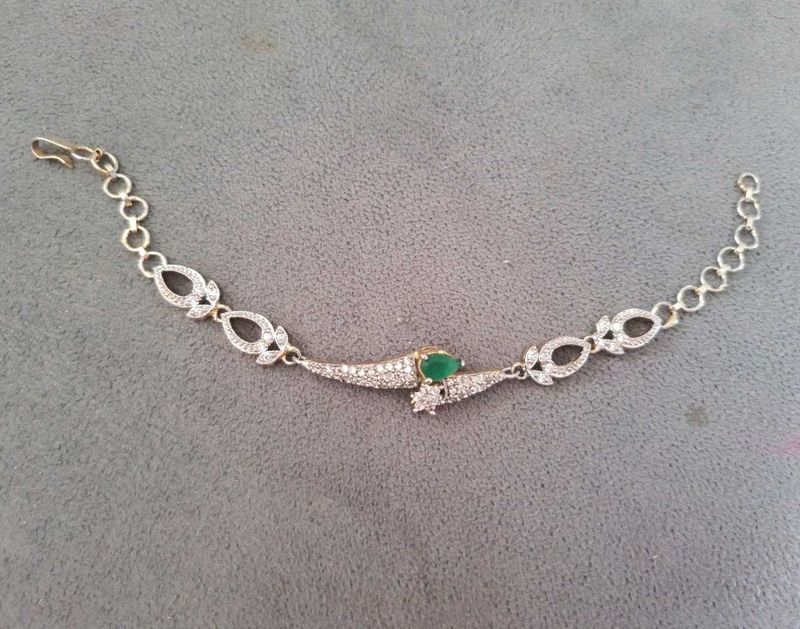 Elegant Emerald &amp; CZ Tennis Bracelet | Silver-Tone