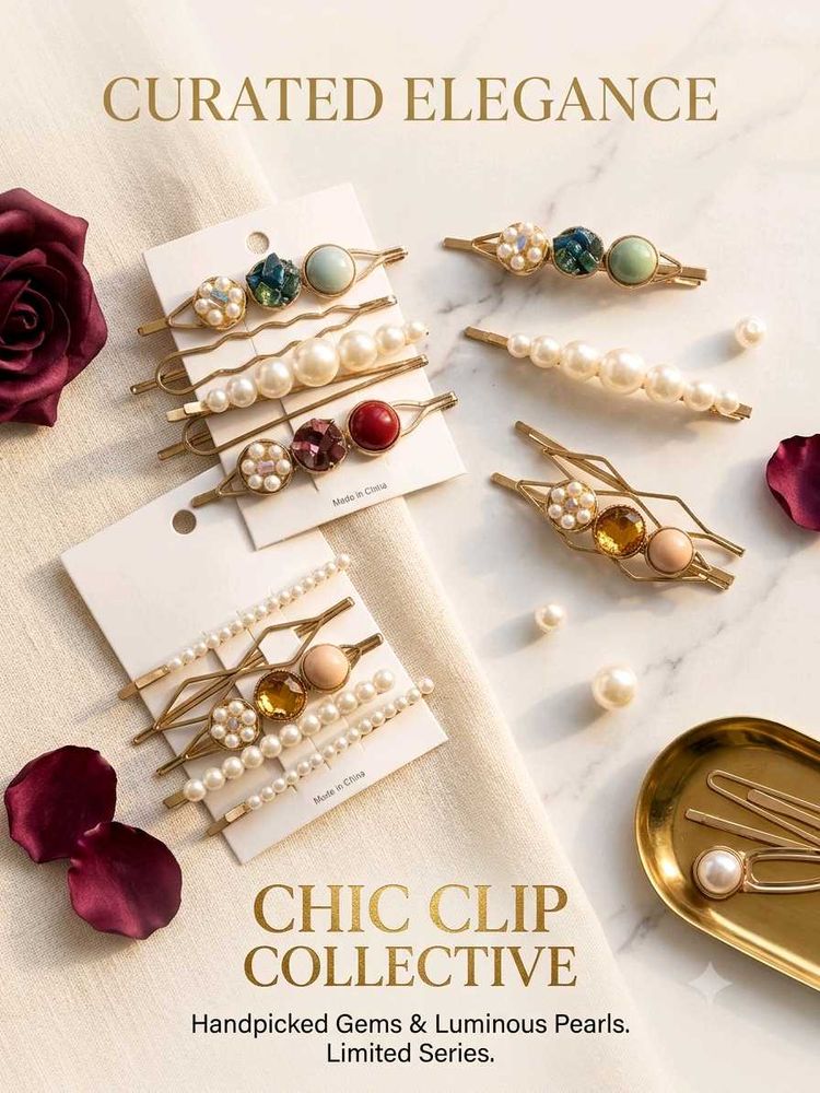 Elegant Pearl &amp; Gem Hair Clip Set(fixed price)