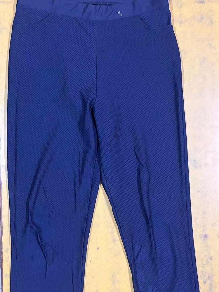 Comfortable Blue Textured Pants