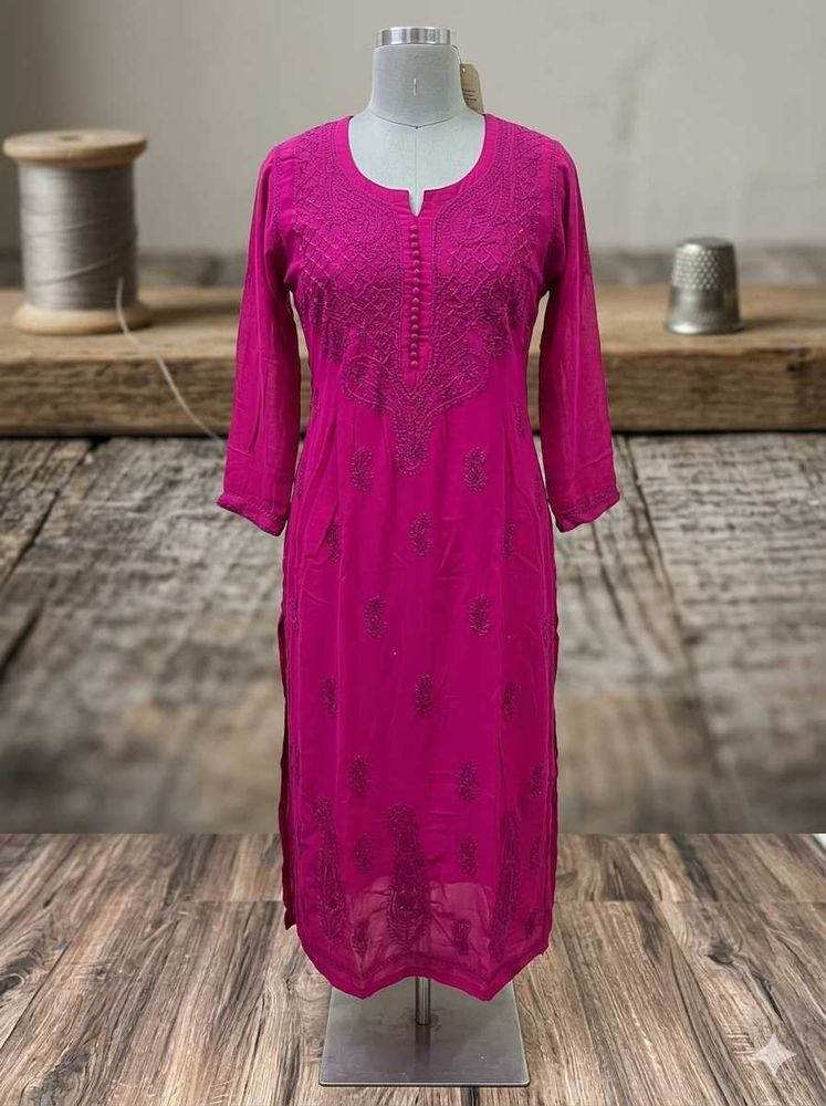 Vibrant Pink Embroidered Kurti