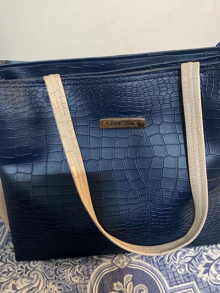 Stylish Navy Croc Tote Bag