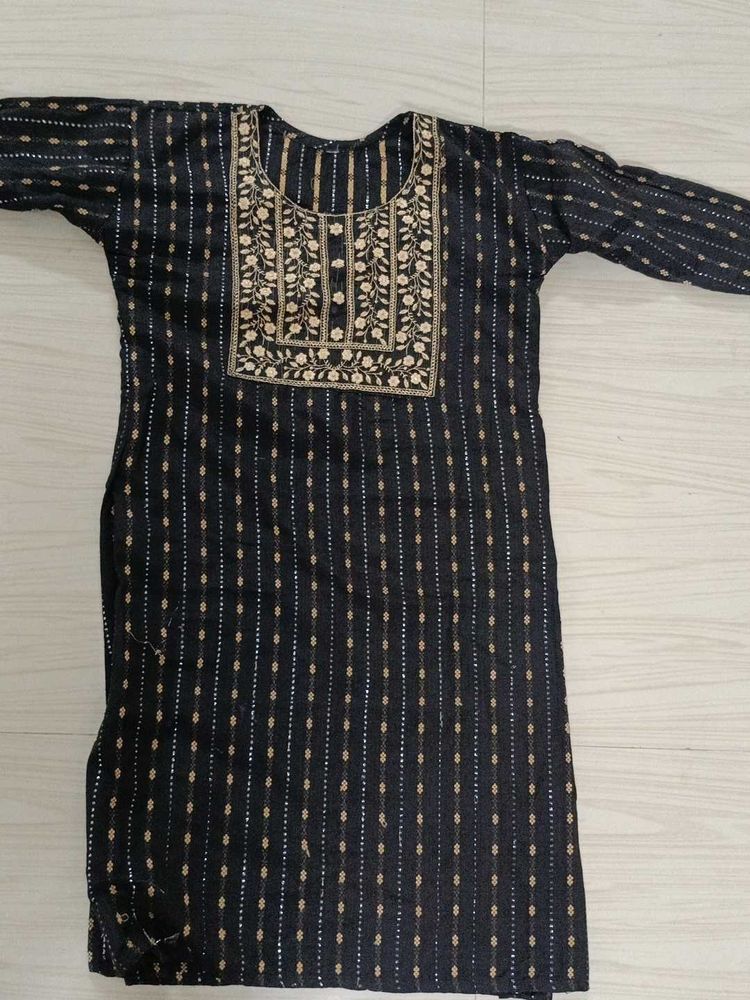 Elegant Black Kurta with Gold Embroidery