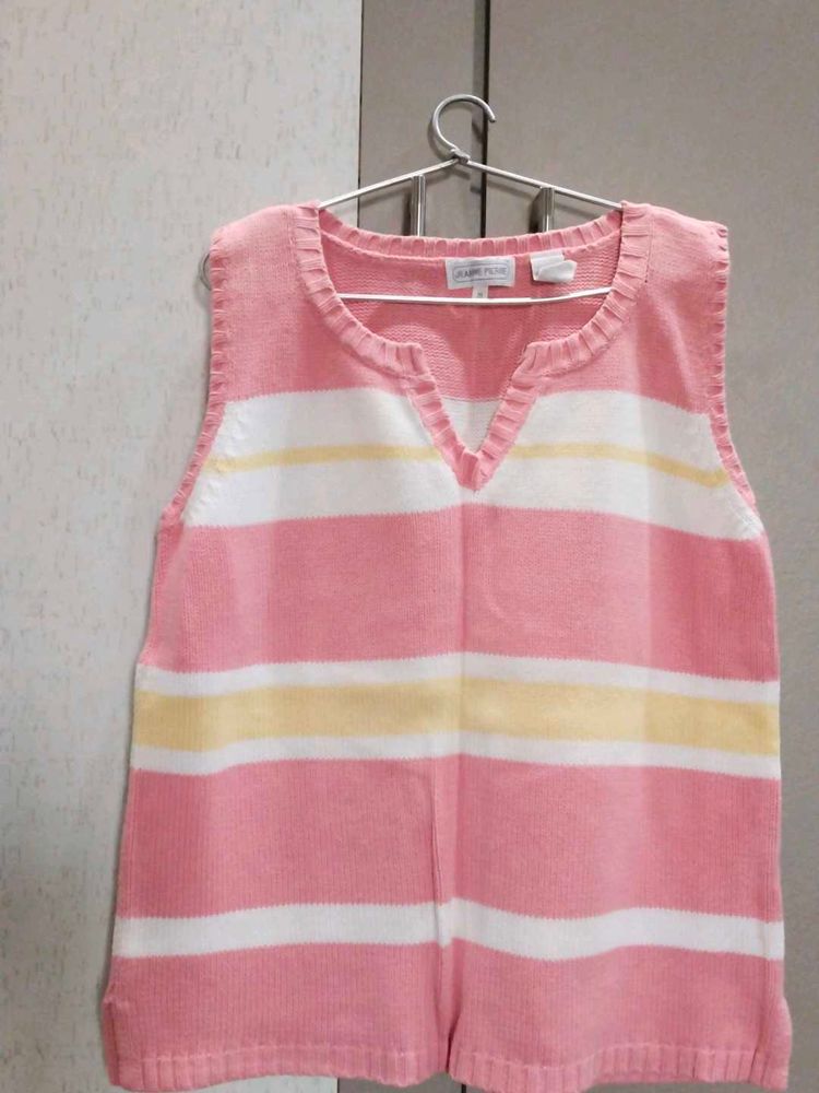 Striped Sleeveless Knit Top
