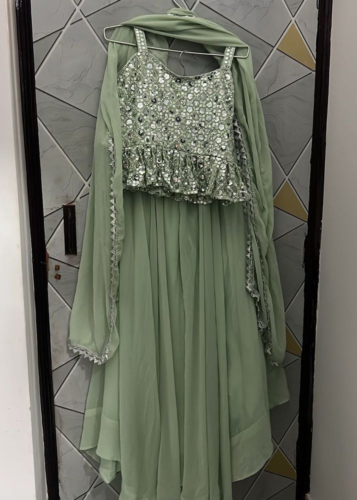 Sparkling short Kurta wd flare plaza n duptta