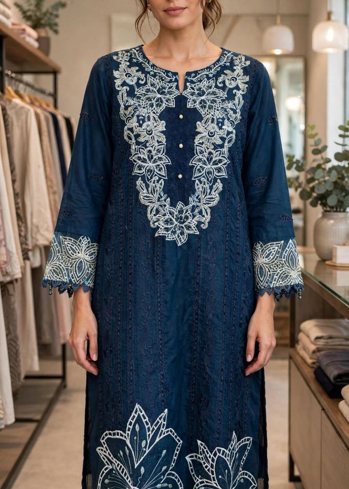 Elegant Blue Embroidered Kurta Set