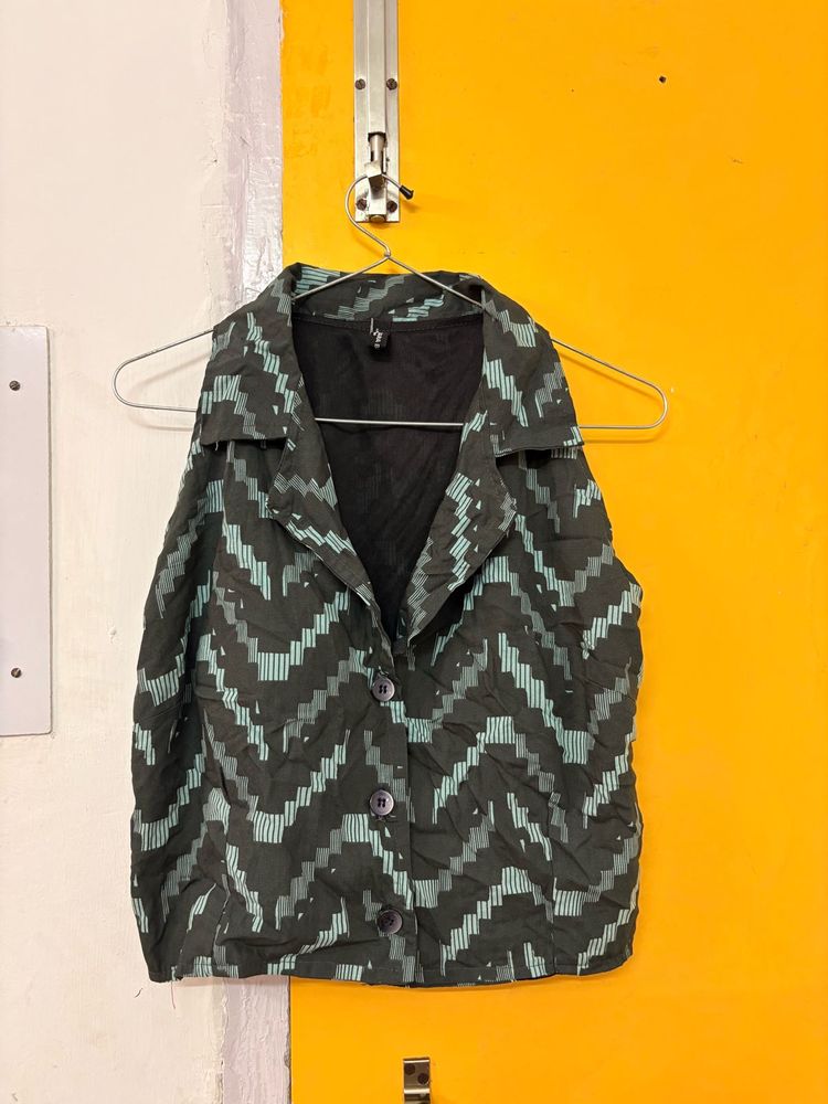 Patterned Button-Down Top