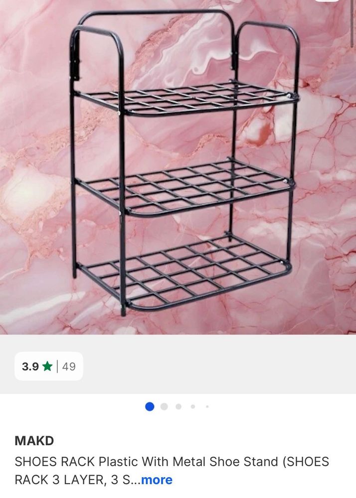 3-Tier Black Metal Shoe Rack