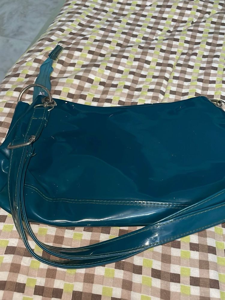 Stylish Teal Patent Handbag