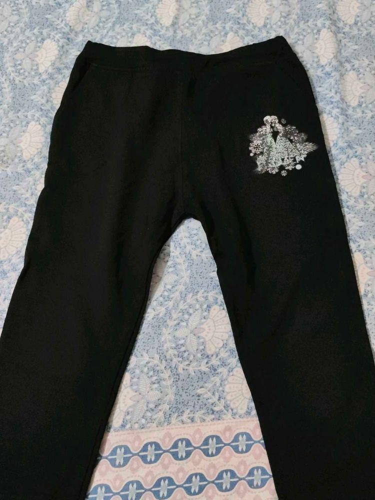 Black Pants with Graphic Print