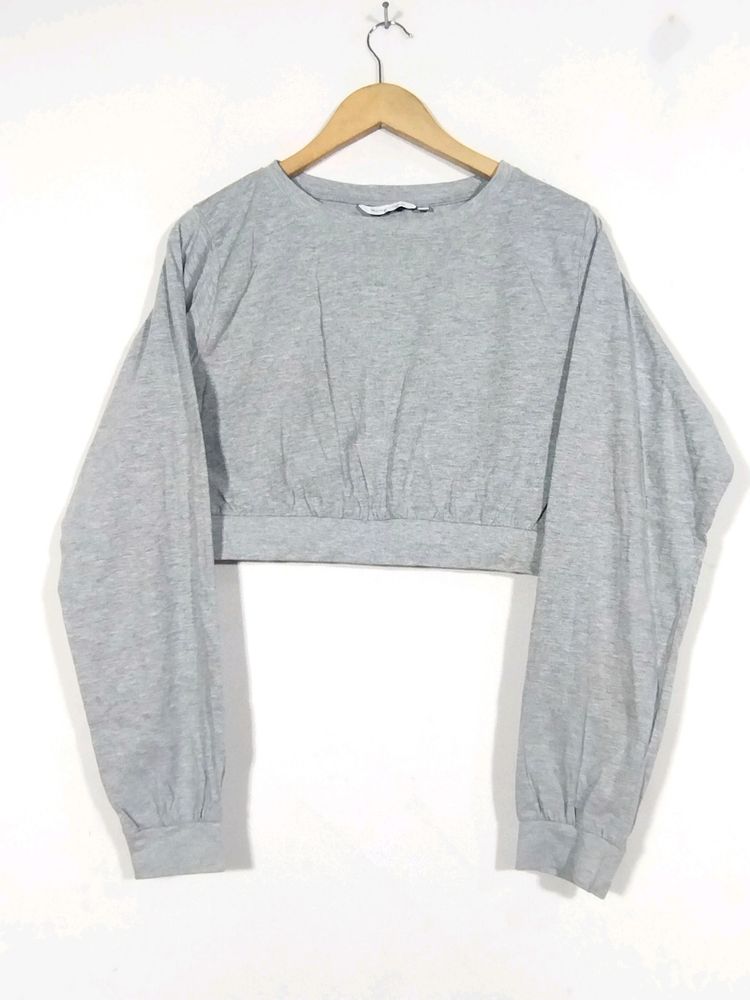 Grey Round Neck Crop Top (Women's)