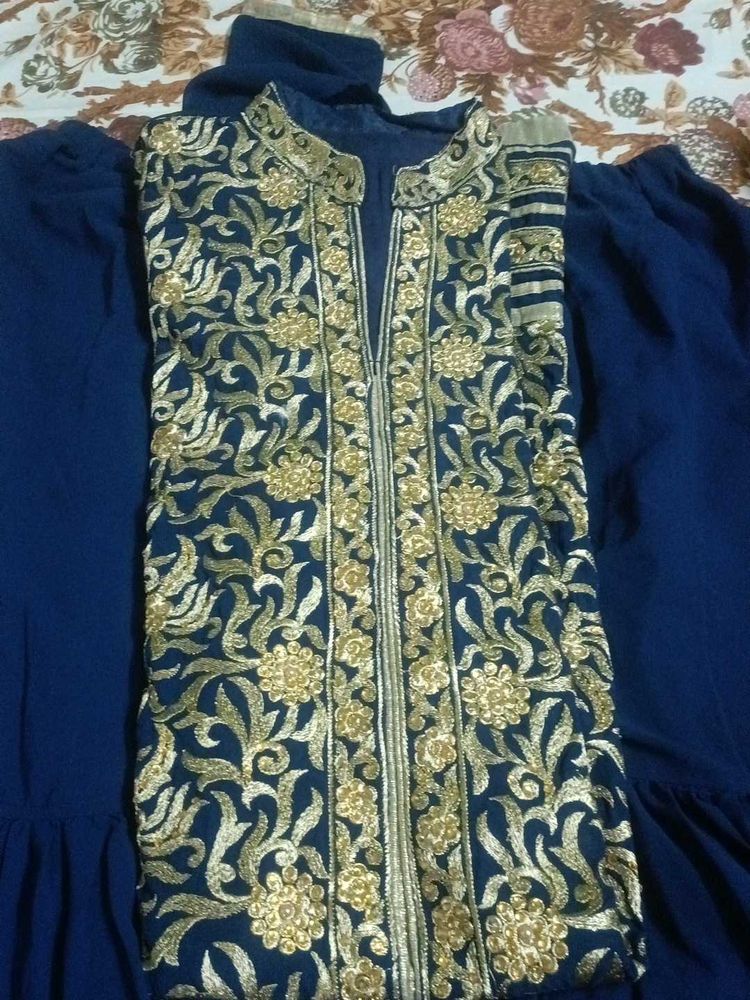 Blue party wear sharara suit