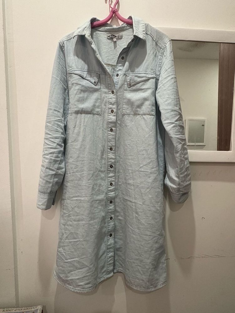 Light Blue Denim Shirt Dress